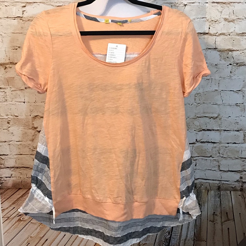 Coral Little Yellow Button Top